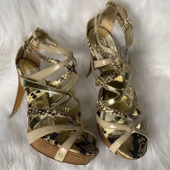 Guess Shoes Guessopen Toe Faux Snakeskin Heels Size Poshmark